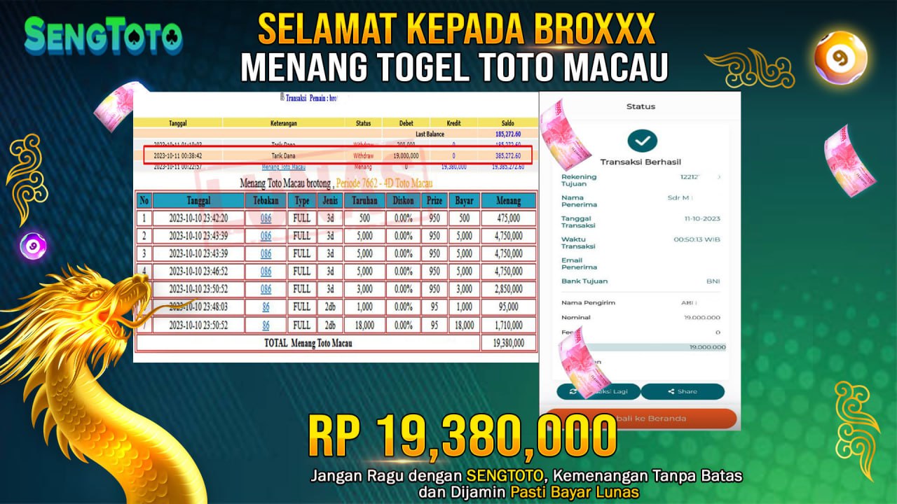 BUKTI PEMBAYARAN JACKPOT TOGEL TOTO MACAU DI BAYAR LUNAS !