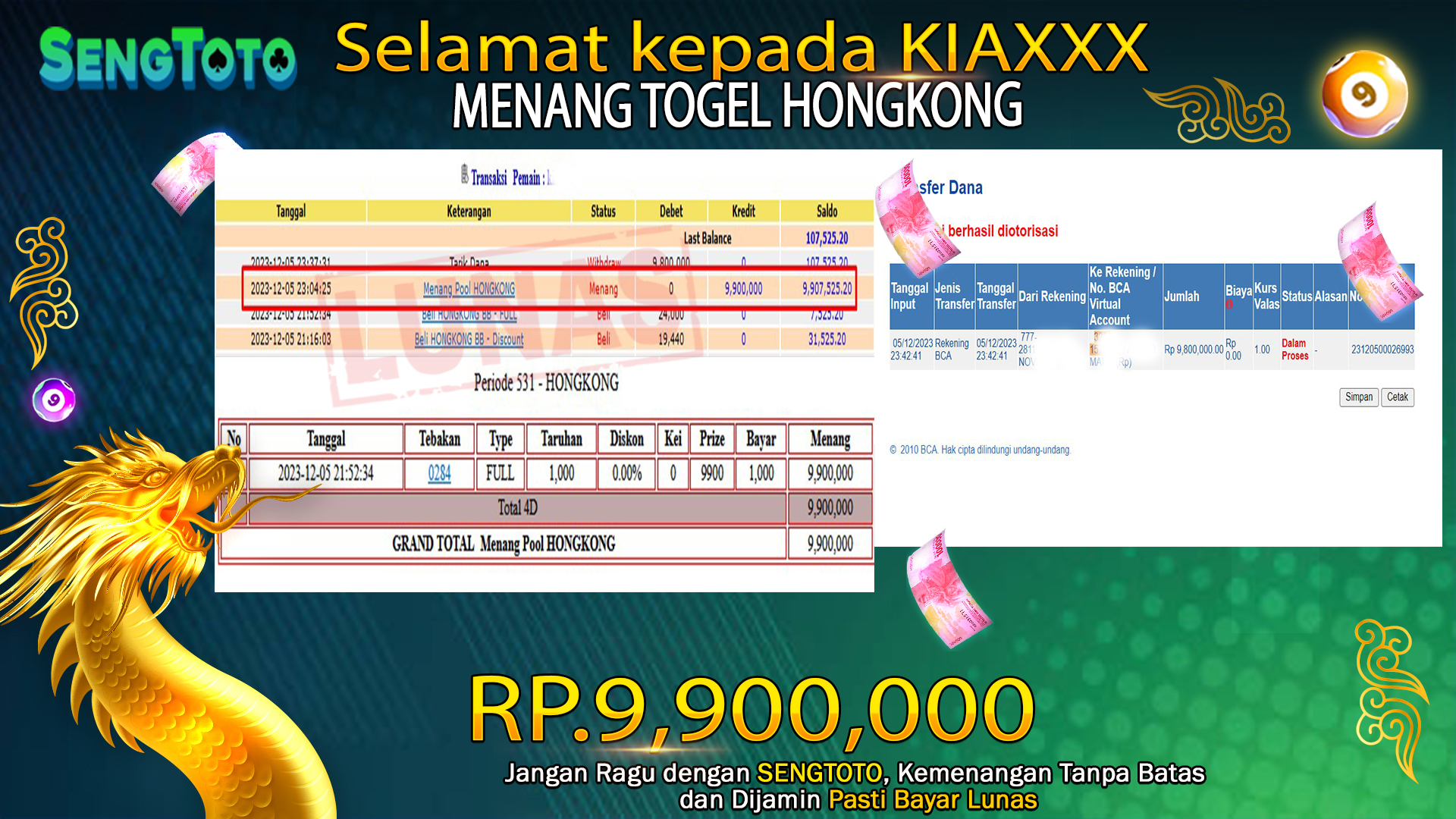BUKTI PEMBAYARAN TOGEL HONGKONG