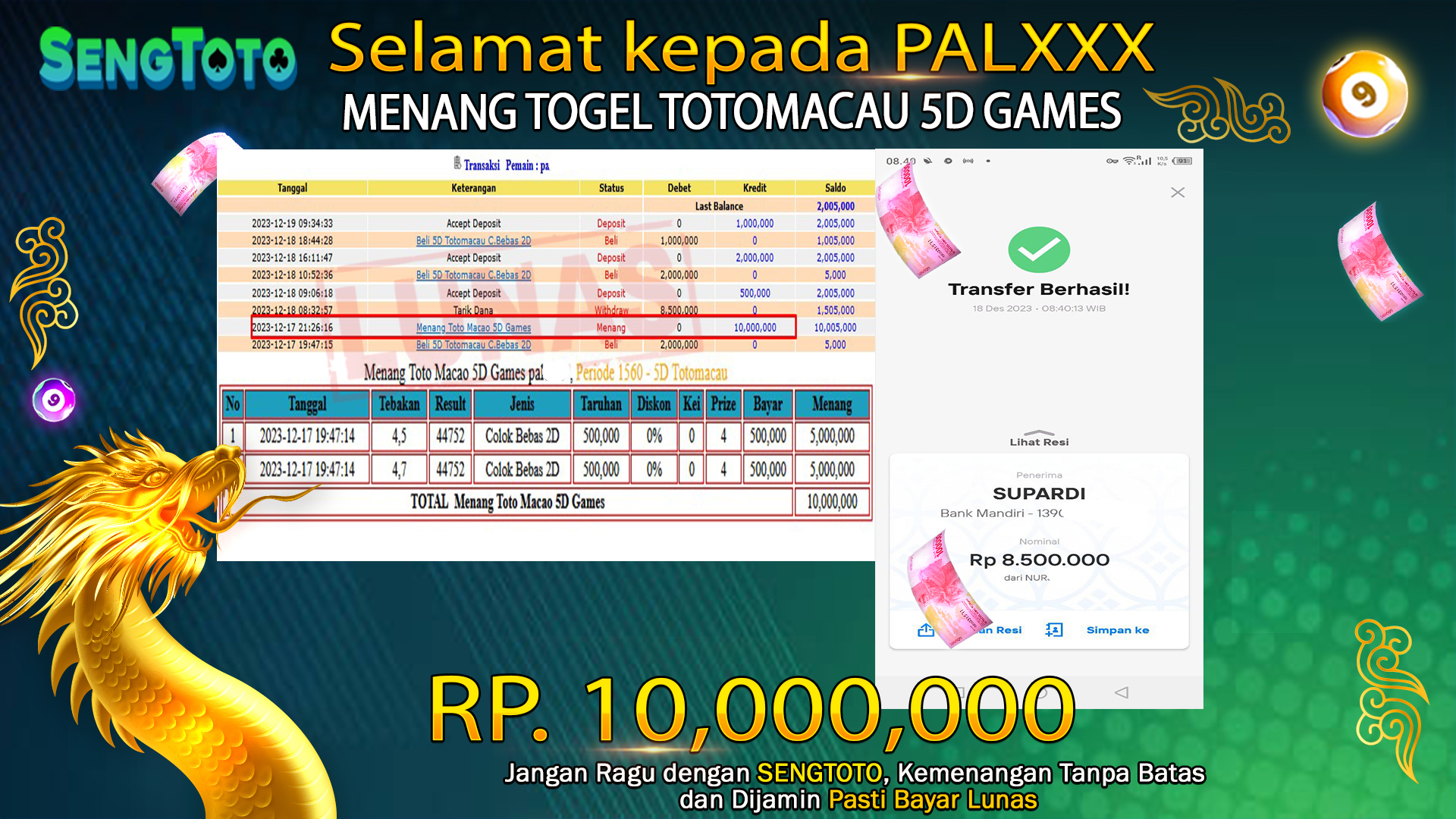 BUKTI PEMBAYARAN TOGEL TOTOMACAU 5D