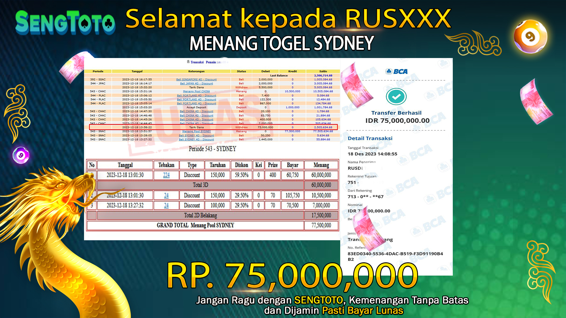 BUKTI PEMBAYARAN TOGEL SYDNEY