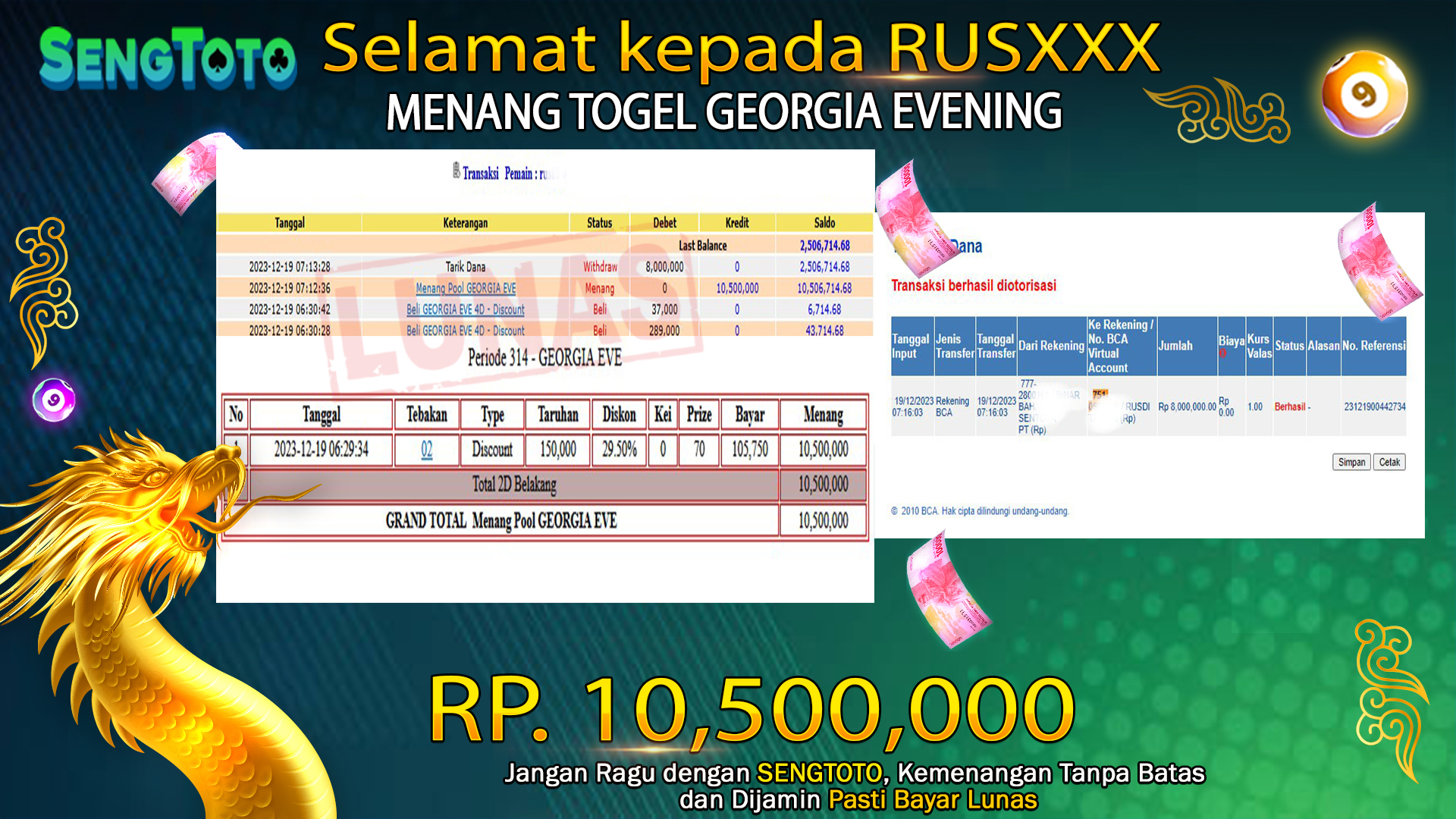 BUKTI PEMBAYARAN TOGEL GEORGIA EVENING
