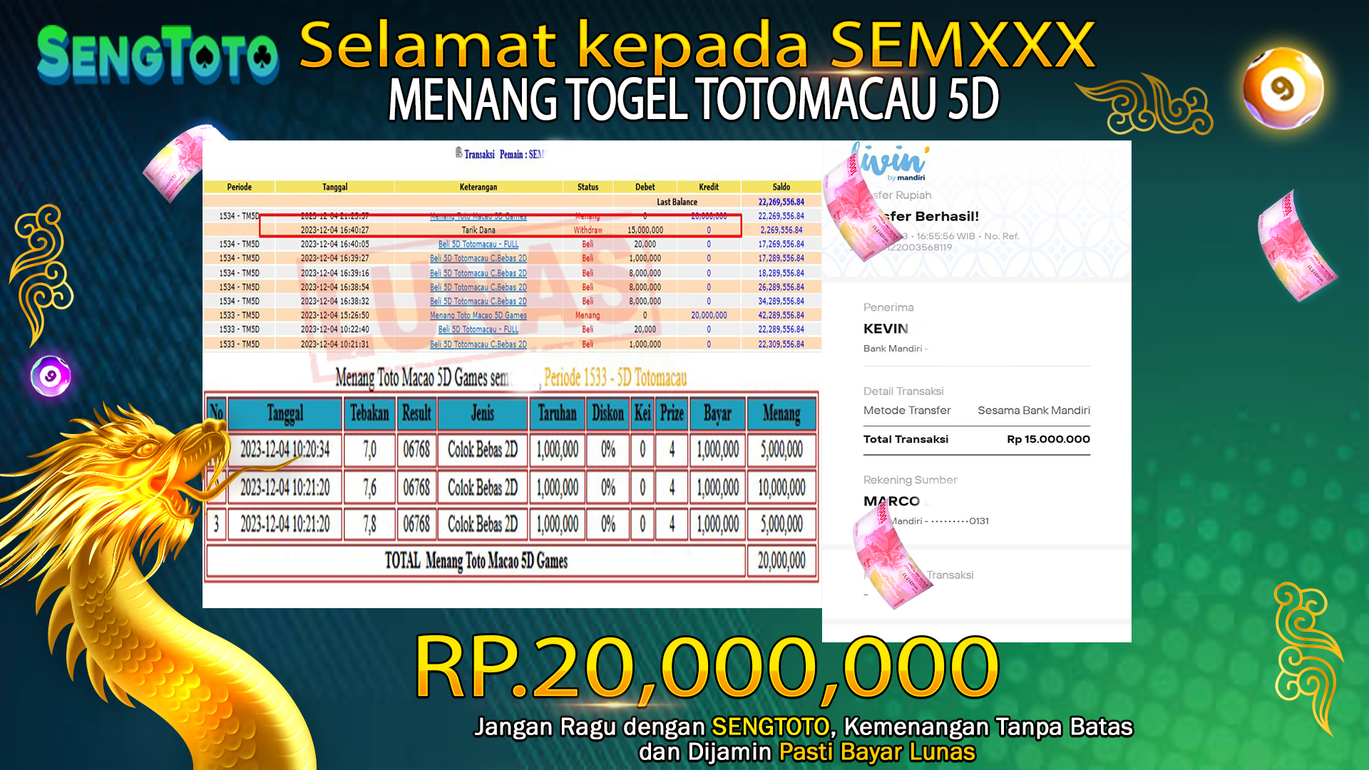 BUKTI PEMBAYARAN TOGEL TOTOMACAU 5D