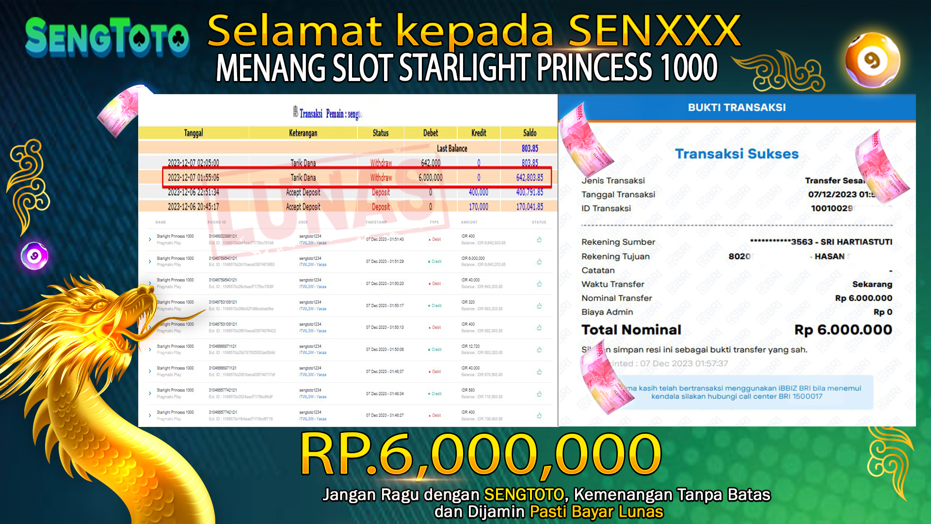 BUKTI PEMBAYARAN JACKPOT SLOT STARLIGHT PRINCESS