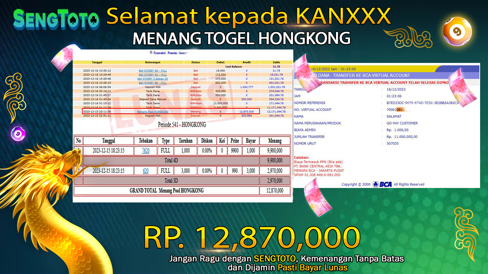 BUKTI PEMBAYARAN TOGEL HONGKONG