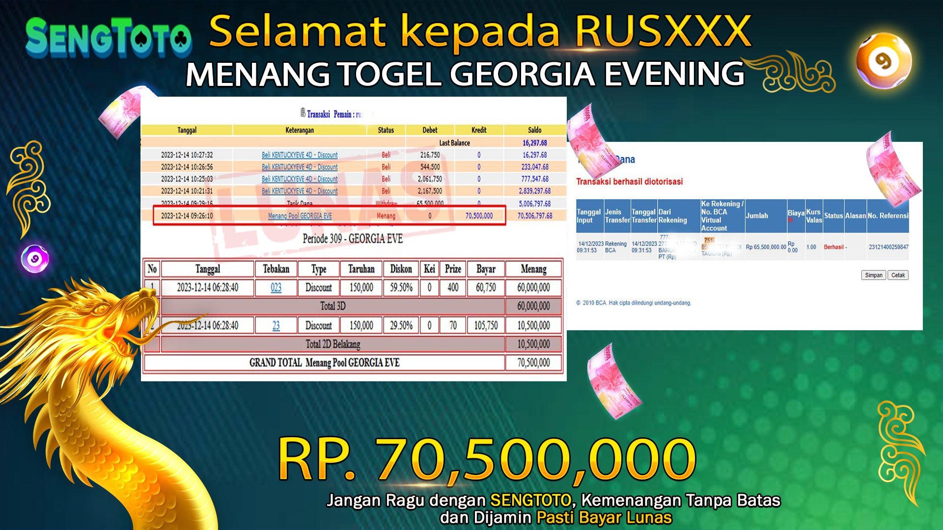 BUKTI PEMBAYARAN TOGEL GEORGIA EVENING