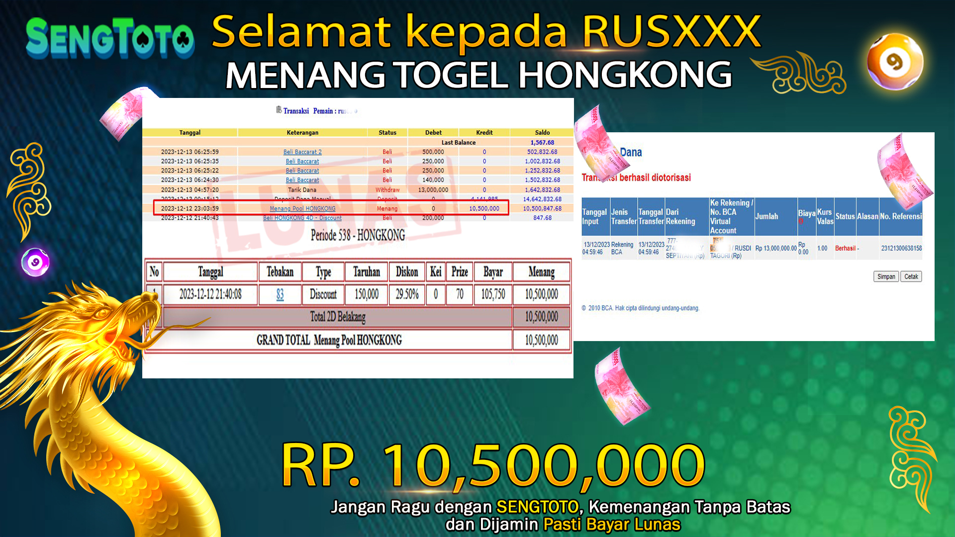 BUKTI PEMBAYARAN TOGEL HONGKONG