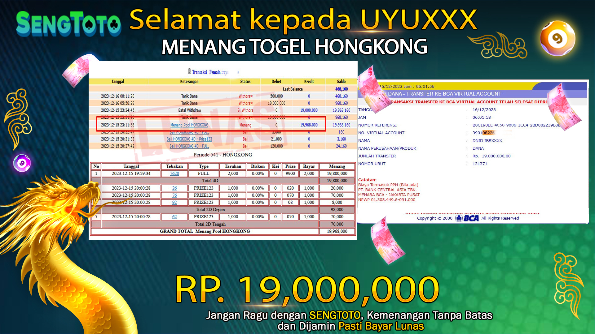 BUKTI PEMBAYARAN TOGEL HONGKONG